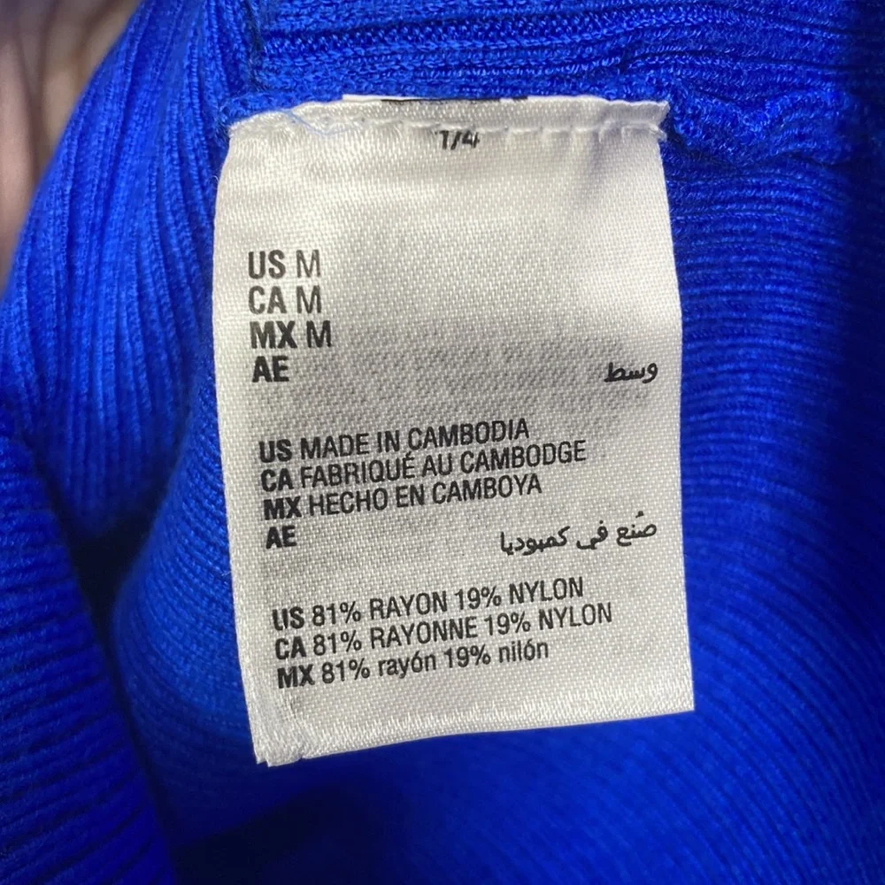 NWT Inc International Concepts Blue Ribbed Long-Sleeve Sweater Size Medi… - Picture 8 of 9